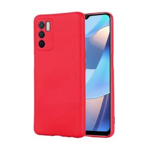 CAPA SILICONE OPPO A16 VERMELHO COM PROTETOR DE CÂMERA