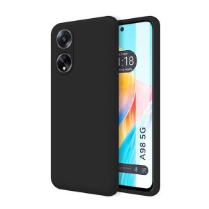 CAPA SILICONE OPPO A98 5G PRETO COM PROTETOR DE CÂMERA ROBUSTA