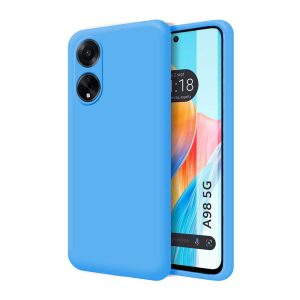 CAPA SILICONE OPPO A98 5G AZUL COM PROTETOR DE CÂMERA