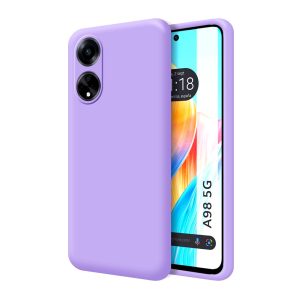 CAPA SILICONE OPPO A98 5G LILÁS COM PROTETOR DE CÂMERA
