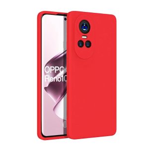CAPA SILICONE OPPO RENO10 5G/RENO10 PRO 5G VERMELHO COM PROTETOR DE CÂMERA