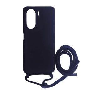 CAPA SILICONE XIAOMI REDMI 13C PRETO ROBUSTA COM CORDA
