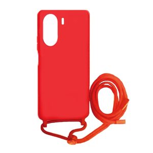 CAPA SILICONE XIAOMI REDMI 13C VERMELHO ROBUSTA COM CORDA
