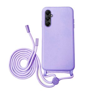 CAPA SILICONE SAMSUNG GALAXY A55 5G LILÁS ROBUSTA COM CORDA