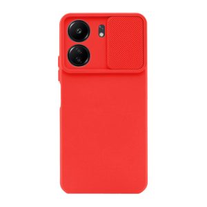 CAPA SILICONE GEL XIAOMI REDMI 13C 4G VERMELHO COM PROTETOR DE CÂMERA E JANELA D