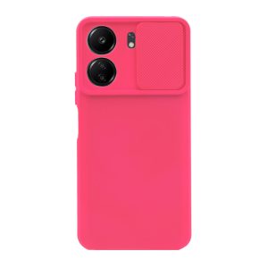 CAPA SILICONE GEL XIAOMI REDMI 13C 4G ROSA CHOQUE COM PROTETOR DE CÂMERA E JANEL