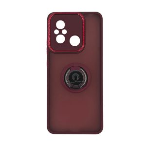 CAPA SILICONE COM ANEL DE DEDO XIAOMI REDMI 12C ROXO COM PROTETOR DE CÂMERA ELEK