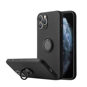 CAPA SILICONE COM ANEL DE DEDO APPLE IPHONE 11 PRO PRETO COM PROTETOR DE CÂMERA