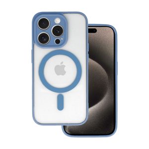 CAPA SILICONE DURA APPLE IPHONE 13 PRO MAX AZUL COM PROTETOR DE CÂMERA MAGSAFE