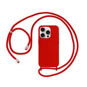 CAPA SILICONE APPLE IPHONE 13 PRO MAX VERMELHO COM CORDA
