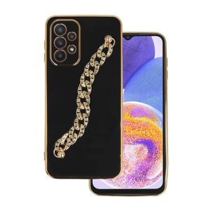 CAPA SILICONE GEL SAMSUNG GALAXY A23 4G/5G PRETO COM PROTETOR DE CÂMERA E CORREN