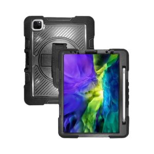 CAPA SILICONE TPU APPLE IPAD AIR 4/AIR 13/PRO 11 2018/2020/2021 PRETO COM SUPORT