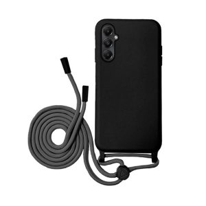 CAPA SILICONE SAMSUNG GALAXY A15 PRETO ROBUSTA COM CORDA