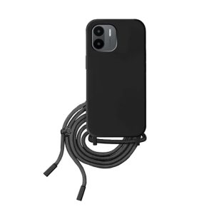 CAPA SILICONE XIAOMI REDMI A1 PRETO COM CORDA