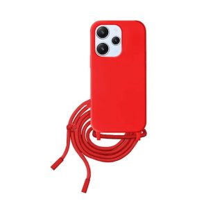 CAPA SILICONE XIAOMI REDMI 12 VERMELHO COM CORDA