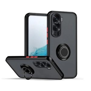 CAPA SILICONE TPU COM ANEL DE DEDO MAGNÉTICO HUAWEI HONOR 90 LITE PRETO