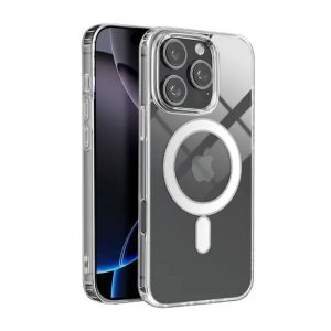 CAPA SILICONE DURA APPLE IPHONE 16 PRO MAX TRANSPARENTE MAGSAFE