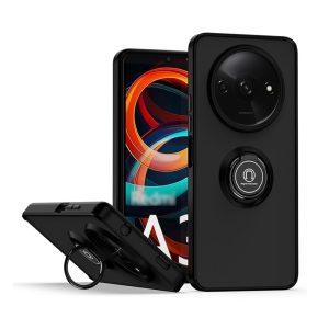 CAPA SILICONE COM ANEL DE DEDO XIAOMI REDMI A3 PRETO COM PROTETOR DE CÂMERA ELEK