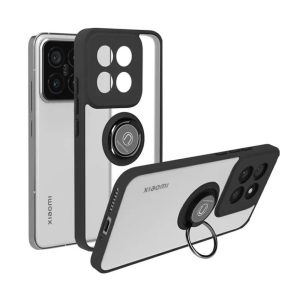 CAPA SILICONE COM ANEL DE DEDO XIAOMI REDMI NOTE 13 5G PRETO COM PROTETOR DE CÂM