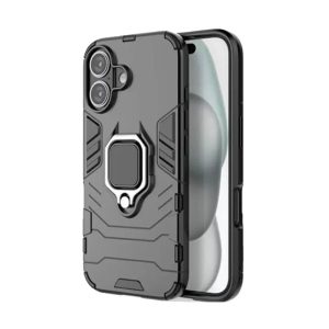 CAPA SILICONE ANTI-CHOQUE ARMOR CARBON APPLE IPHONE 16 PRETO RING ARMOR