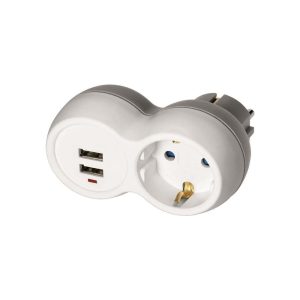 ADAPTADOR USB ORNO OR-AE-13246 BRANCO 12W/2.4A/2 USB E SOQUETE