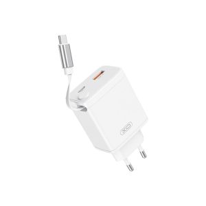 ADAPTADOR XO CE31 BRANCO 30W 3.0A USB/USB-C COM CABO USB-C RETRÁTIL