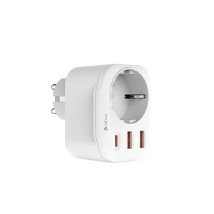 ADAPTADOR DEVIA WW09-F-PD BRANCO 20W 3.0A USB/USB-C E SOQUETE