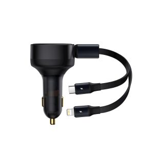 CARREGADOR DE ISQUEIRO BASEUS CGTX000001 PRETO 30W COM CABO USB-C E LIGHTNING RE