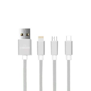 CABO USB COM SAÍDA MULTIPLAS NEW SCIENCE TWX-03 BRANCO 3.0A 1.2M 3 EM 1 USB-C/MI
