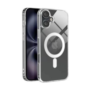 CAPA SILICONE DURA APPLE IPHONE 16 PLUS TRANSPARENTE MAGSAFE