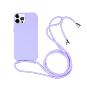 CAPA SILICONE APPLE IPHONE 16 PRO MAX LILÁS COM CORDA
