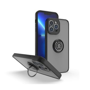 CAPA SILICONE TPU COM ANEL DE DEDO MAGNÉTICO APPLE IPHONE 16 PRO MAX PRETO COM P