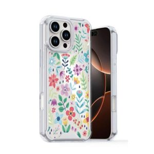 CAPA SILICONE DURA ANTI-CHOQUE APPLE IPHONE 16 TRANSPARENTE FLOR D3