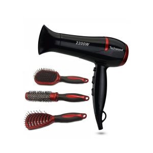 SECADOR DE CABELO TECHWOOD TCO-6075 PRETO 2200W COM 3 ESCOVAS