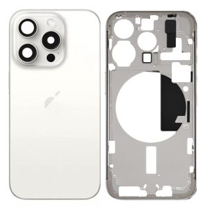 TAMPA TRASEIRA APPLE IPHONE 15 PRO BRANCO TITÂNIO COM FRAME