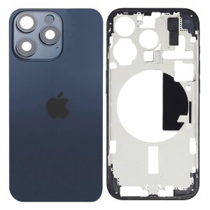 TAMPA TRASEIRA APPLE IPHONE 15 PRO AZUL TITÂNIO COM FRAME