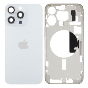 TAMPA TRASEIRA APPLE IPHONE 15 PRO MAX BRANCO TITÂNIO COM FRAME