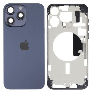 TAMPA TRASEIRA APPLE IPHONE 15 PRO MAX AZUL TITÂNIO COM FRAME
