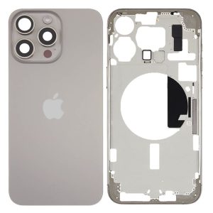 TAMPA TRASEIRA APPLE IPHONE 15 PRO MAX TITÂNIO NATURAL COM FRAME