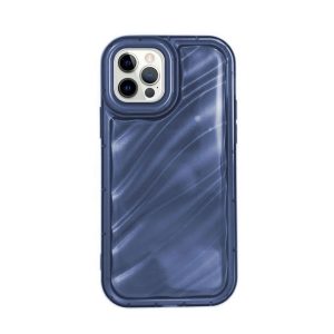 CAPA SILICONE APPLE IPHONE 14 PRO MAX AZUL METALIZADA COM EFEITO ONDULADO