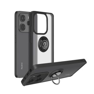 CAPA SILICONE TPU COM ANEL DE DEDO MAGNETICO XIAOMI REDMI NOTE 14 4G PRETO