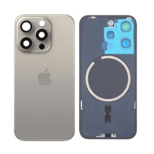 TAMPA TRASEIRA APPLE IPHONE 15 PRO TITANIO NATURAL COM LENTE DE CAMERA