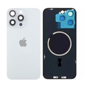 TAMPA TRASEIRA APPLE IPHONE 15 PRO MAX TITANIO BRANCO COM LENTE DE CAMERA