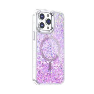 CAPA SILICONE DURA APPLE IPHONE 16 PRO LILAS BRILHANTES MAGSAFE