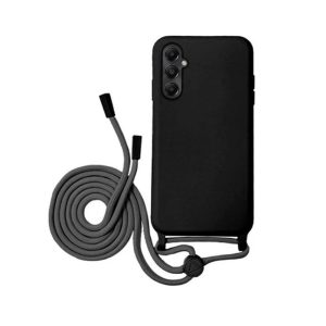 CAPA SILICONE SAMSUNG GALAXY A16 PRETO ROBUSTA COM CORDA