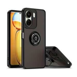 CAPA SILICONE TPU COM ANEL DE DEDO XIAOMI REDMI 13C 4G PRETO COM PROTETOR DE CAM