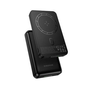 POWER BANK BOROFONE BJ82 PRETO 5000MAH WIRELESS MAGNETICO