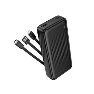 POWER BANK BOROFONE BJ79A PRETO 20000MAH COM CABO USB-A/USB-C E LIGHTNING